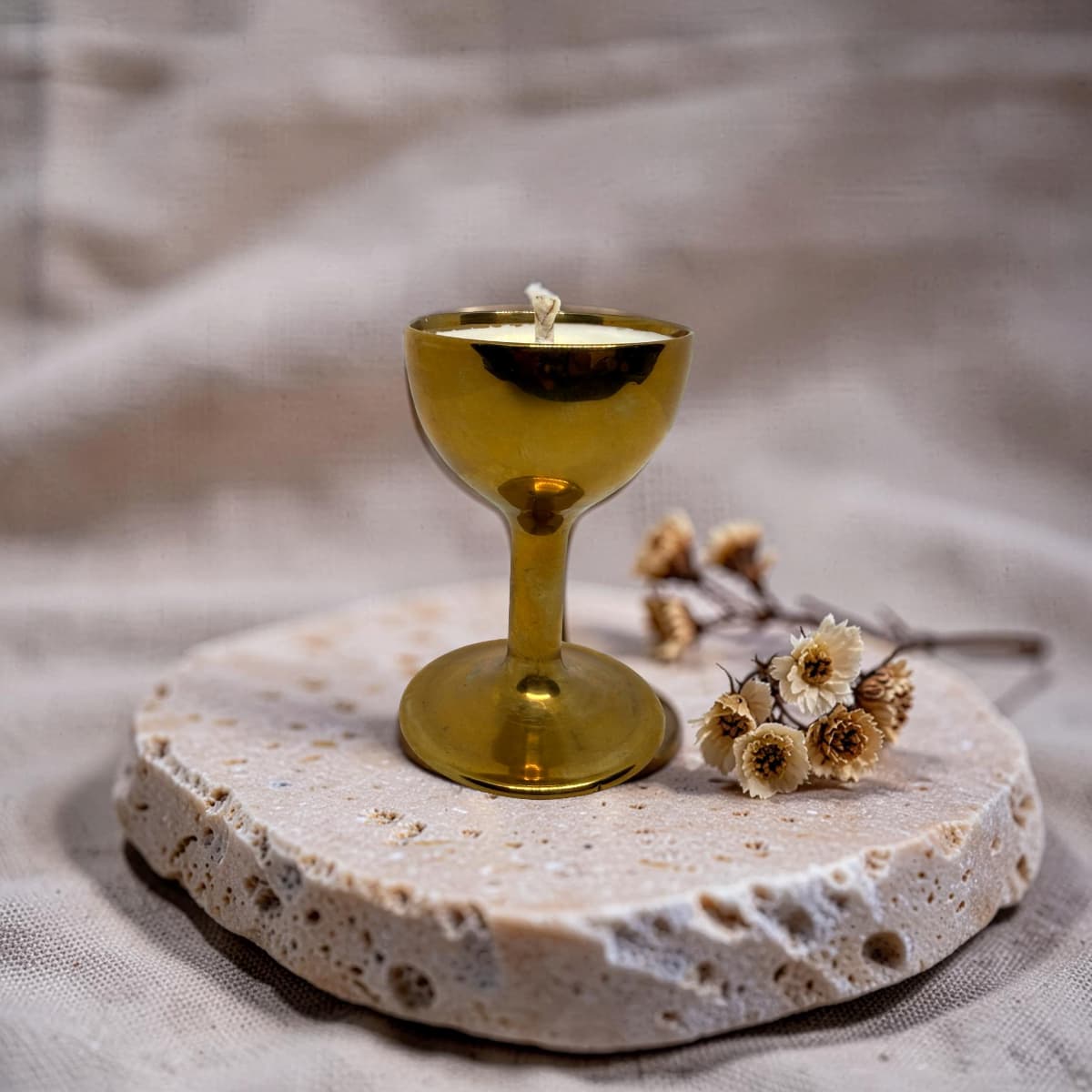Brass Egg Cup Candles - Wild Honey Tobacco